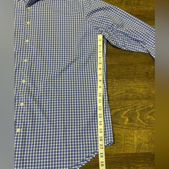 Peter Millar Summer Comfort Mens XL Blue White Plaid Gingham Button Long Sleeve - Picture 5 of 9